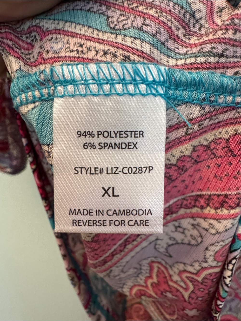 Paisley V-Neck Tunic in Teal & Pink - Picture 5 of 6